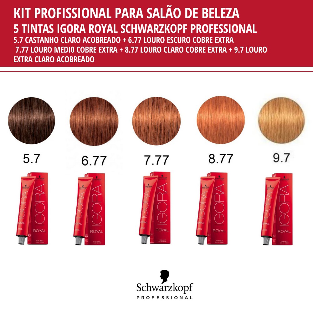 COLORAÇÃO SCHWARZKOPF IGORA ROYAL 6.77 LOURO ESCURO COBRE EXTRA - 60G