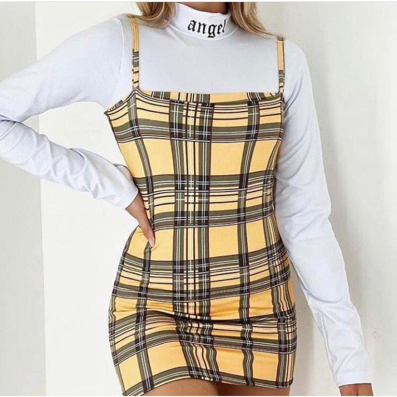 Vestido xadrez amarelo | moda gringa |