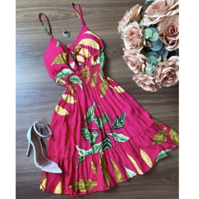 vestido de alça viscose