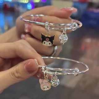 Pulseira Sanrio Bell Pulseira Cartoon Canela Cão Kuromi Pulseira Ajustável Jóias de Casal