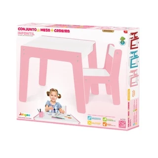 Conjunto de Mesa e Cadeira Infantil Rosa 990 - Junges