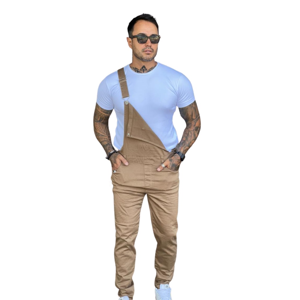 Macacão Sarja Marrom Skinny Masculino Lancamento 2022 | Shopee Brasil