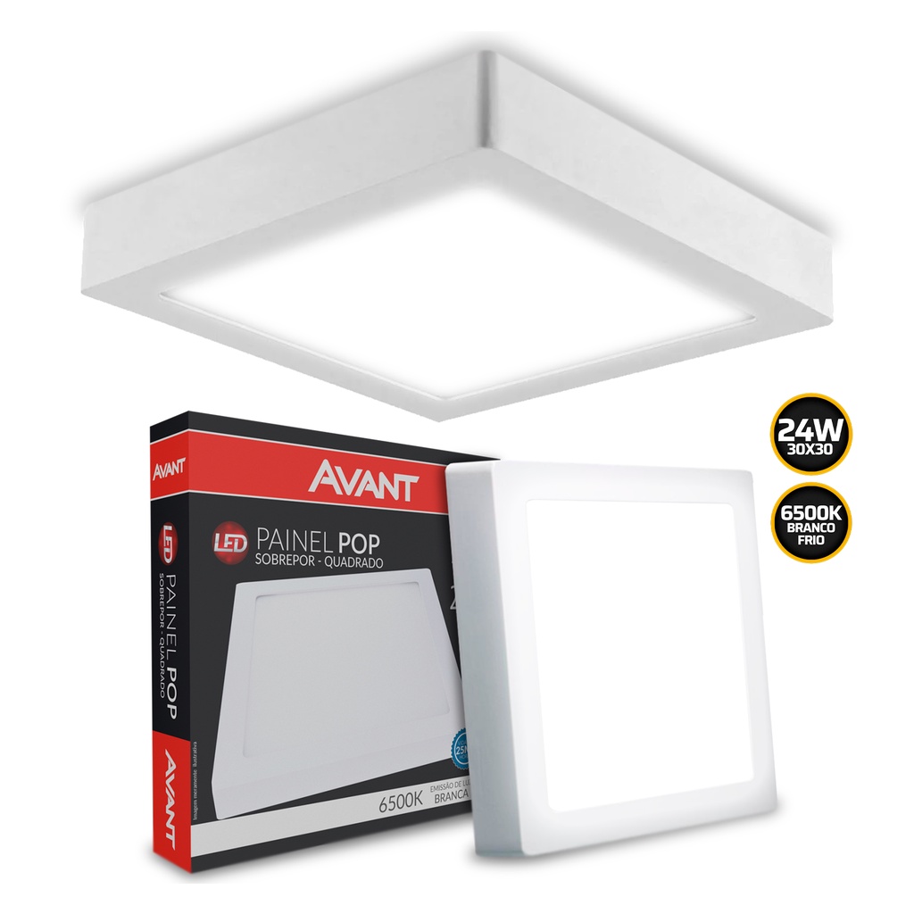 Plafon Quadrado 25w Sobrepor Led Branco Frio Painel Bivolt Avant ...