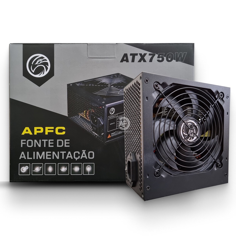Fonte Atx 750w Real Gamer PFC Ativo Brazilpc/Tronos Silenciosa Bivolt
