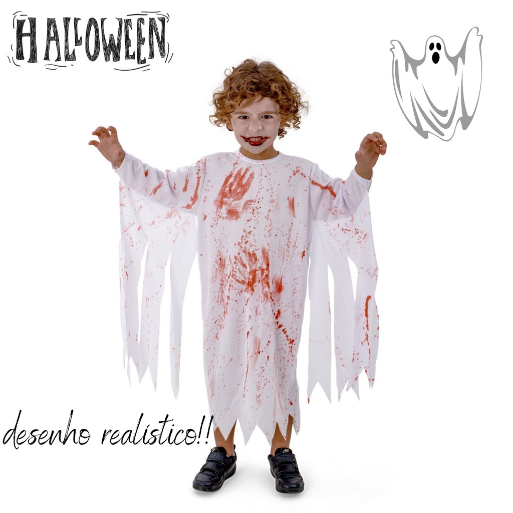 Fantasia Infantil Fantasma Sangue Halloween menino zumbi