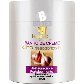 Banho de Creme Alho Desodorizado Hidratação Capilar Hábito Cosméticos 500 g