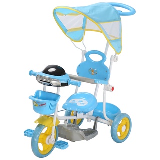 Motoca Infantil Triciclo Fast Azul com Empurrador e Proteção Pais