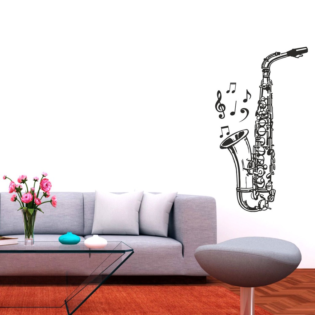 Adesivo de Parede Sax Saxofone Decorativo Retrô Vintage 44 x 80 cm