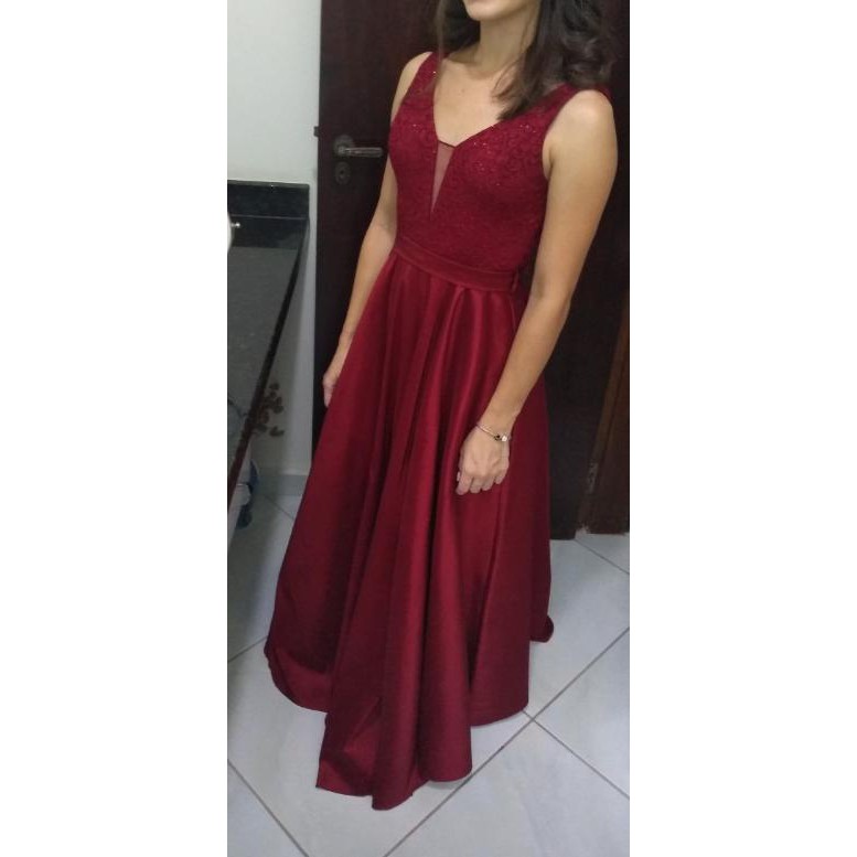 Vestido para store formatura vermelho marsala