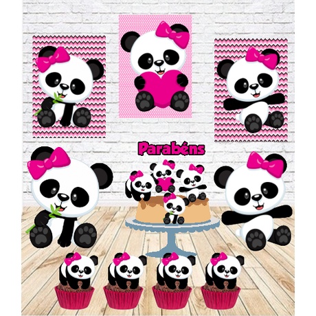 Kit Festa Panda Rosa / Panda Rosa / Festa em Casa / Aniversário ...