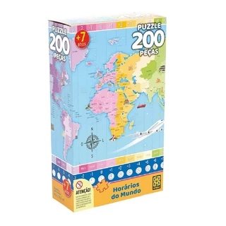 Quebra Cabeça Puzzle 200 Peças Horários Do Mundo 03932 Grow