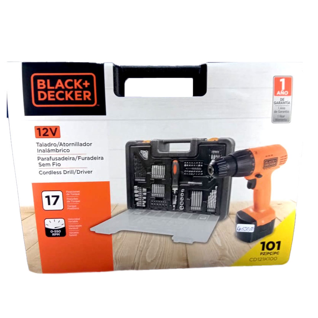 Taladro atornillador inalámbrico Black + Decker CD121K100 de 12 V