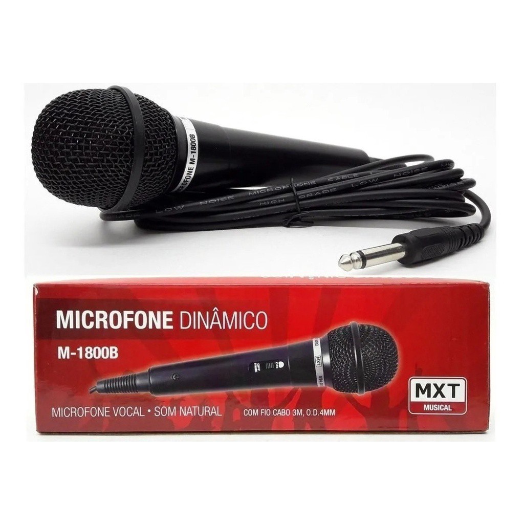 Microfone Vocal Dinamico Mxt Com Cabo 3 Metros M-1800 | Shopee Brasil