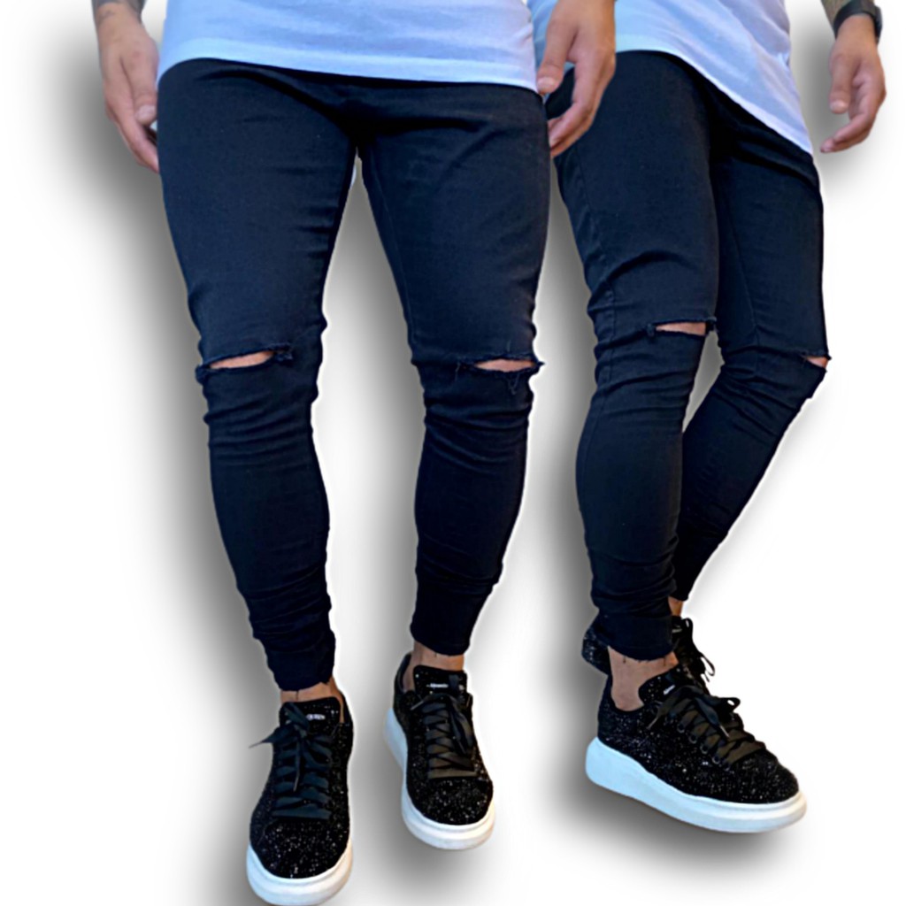 Calça jeans skinny rasgada masculina – Sport Finno