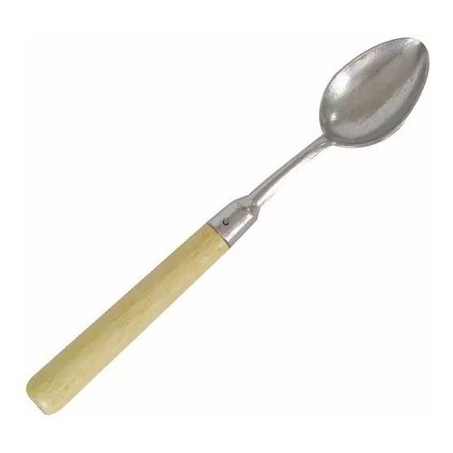 Colher de Arroz Aluminio Batido com cabo de Madeira | Shopee Brasil