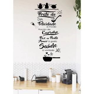 Adesivo Decorativo de Parede Frase prato do dia Pra Cozinha