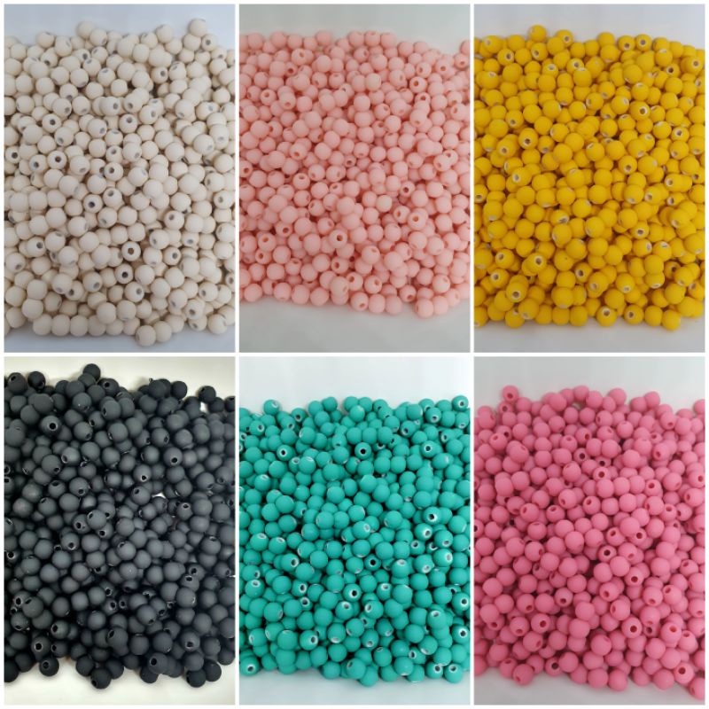 Miçangas Bola 6mm Emborrachadas 300 Peças.