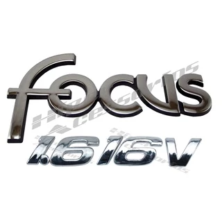 EMBLEMA FOCUS CROMADO COM FUNDO PRETO E 1.6 16V CROMADOS