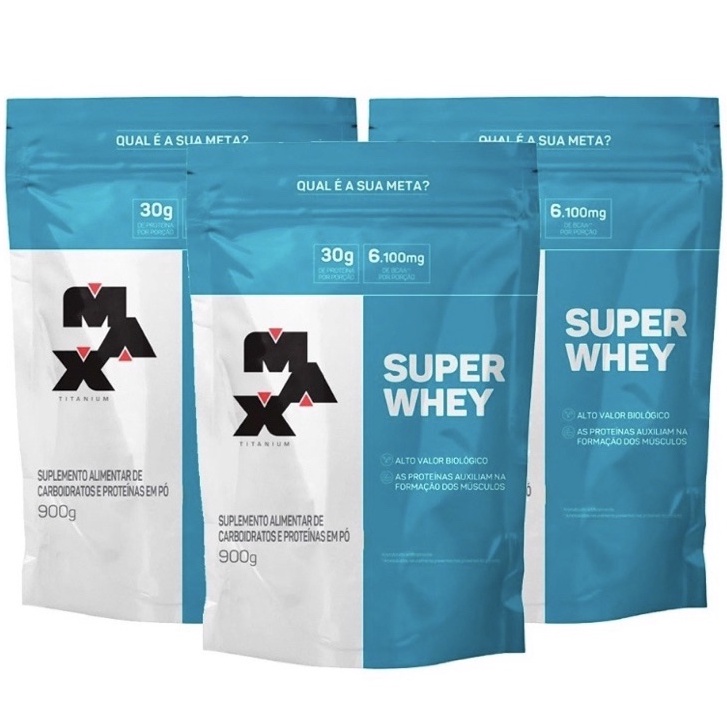 3x Super Whey Concentrado Refil 900g – Max Titanium
