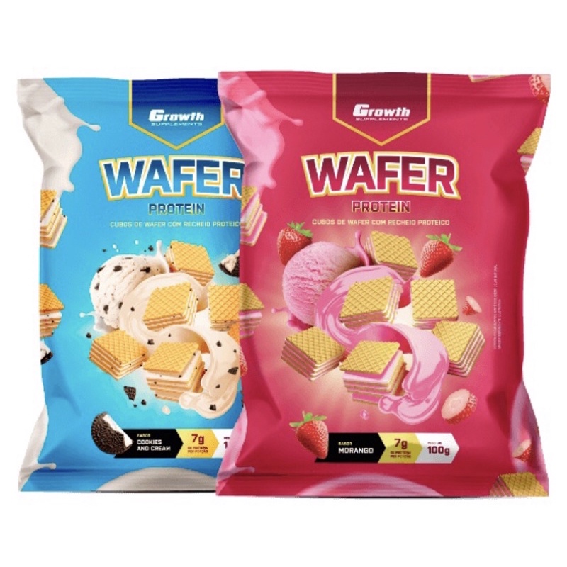 Biscoito Tipo Wafer com Whey Protein 100g - Growth Suplementos