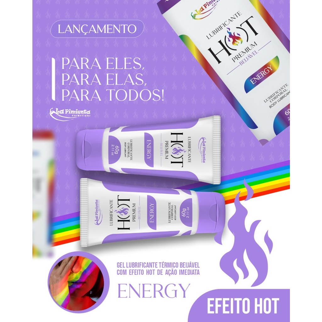 LUBRIFICANTE HOT PREMIUM ENERGY GEL BEIJAVEL EFEITO HOT ESQUENTA 60g - LA  PIMIENTA