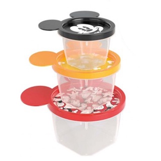 Conjunto 3 Potes De Plástico Mickey Mouse Redondo BPA Free