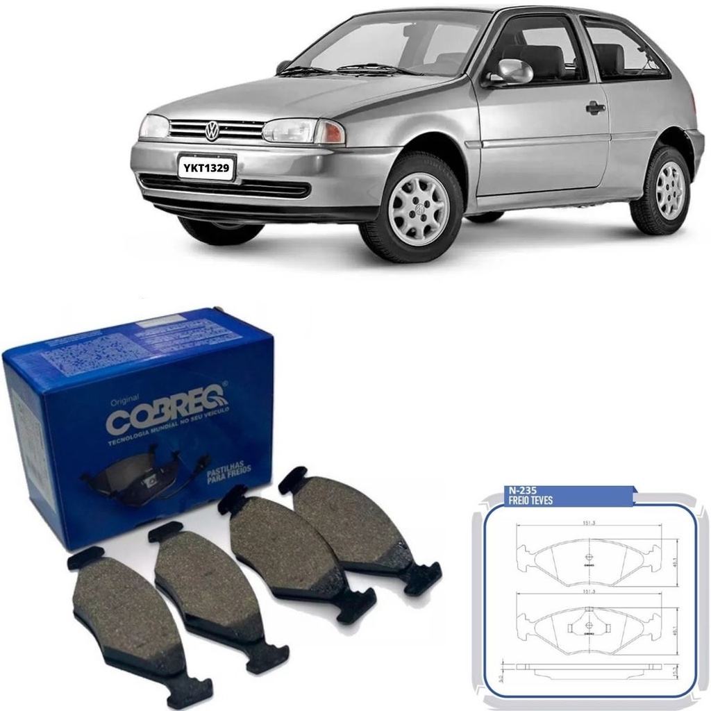 Jogo Pastilha de Freio Dianteira Original Cobreq Gol e G3 G4 1.6 1.8 1997 1998 1999 2000 2001 2002 2003 2004 Parati 2004 2005 2006 2007 2008 2009 Saveiro