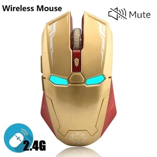 Homem De Ferro Sem Fio Silencioso Mouse Retroiluminado LED USB 2.4g Óptico Ergonômico Gaming Computador Para Portátil PC