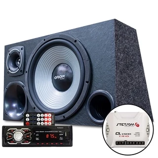 Kit Som Caixa Trio Sub 12 Leson Aparelho Mp3 Bluetooth Modulo Amplificador Stetsom