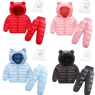 Conjunto De Roupas Infantis Unissex Com Capuz Para 2 Pçs De 1-5 Anos