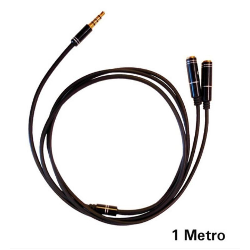 Cabo De Audio P3 Macho X 2 P2 Fêmea Y Fone Microfone Shopee Brasil 