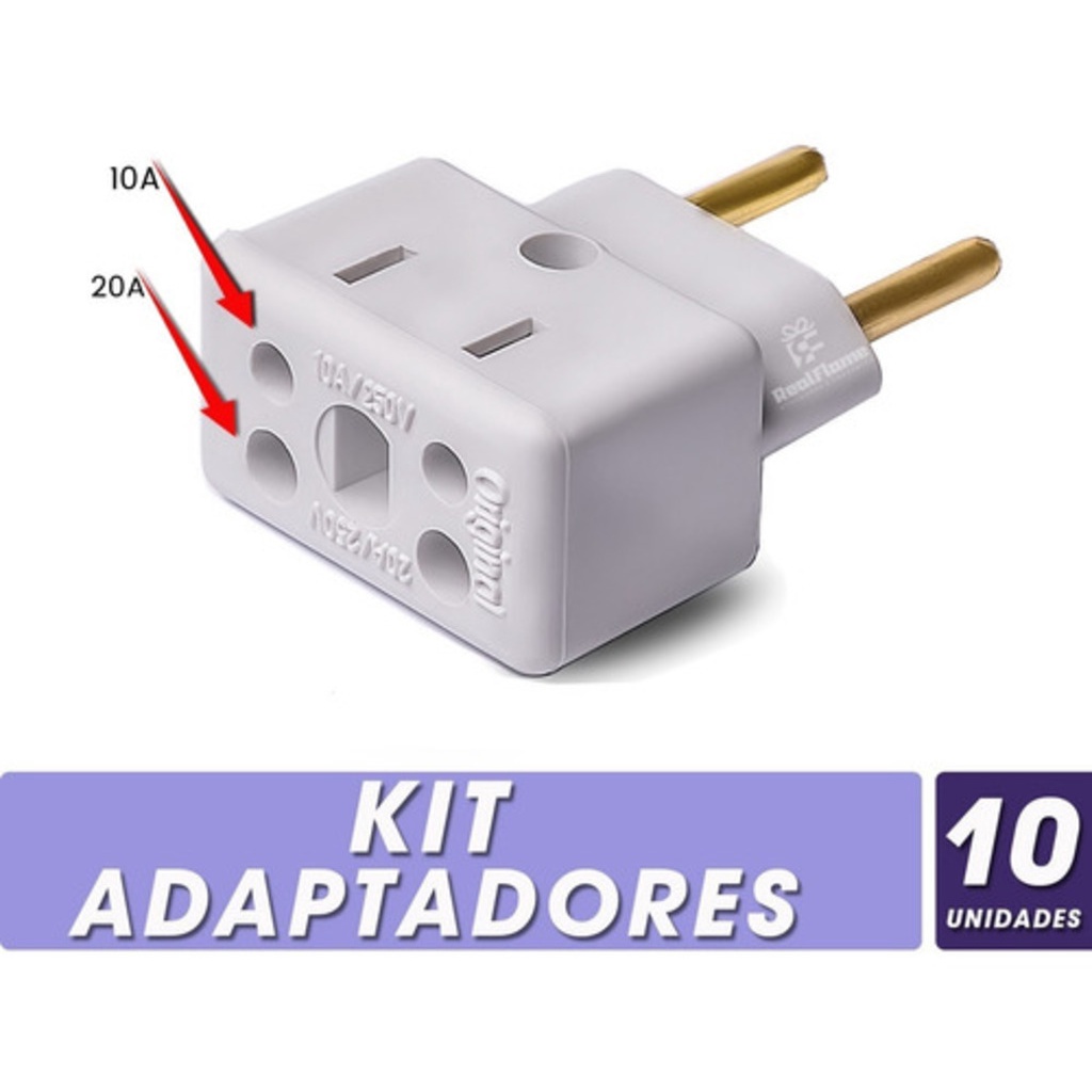 Adaptador Tomada Para Pino Grosso - Kit Com 10 Unidades | Shopee Brasil