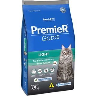 Ração Premier Gatos Ambientes Internos Light Adultos Salmão