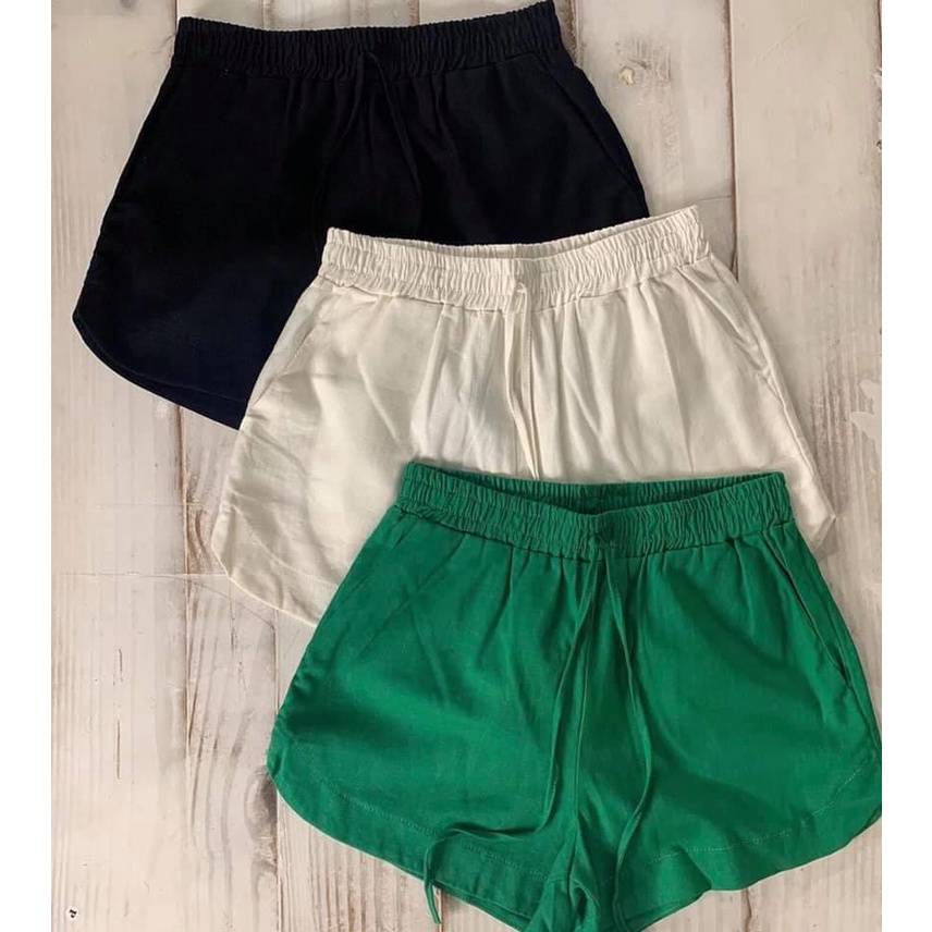 Shorts Feminino de Tecido Linho e Algodão com cordão na cintura e ...
