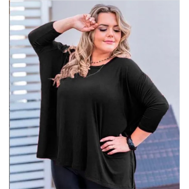 Blusa Feminina Moda Plus Size Tamanhos Grandes Manga Curta Moda Maior  Barata