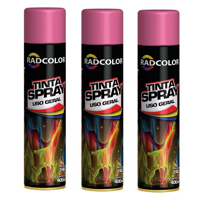 Tinta Spray Radcolor 400 Ml - Uso Geral - Rosa Claro - 03 unidades ...