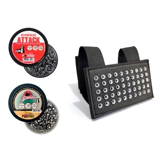 Chumbinhos Attack 5.5mm 125un e Training 5,5mm 125un + Porta Chumbo 5.5 Para Coronha ou Pulso