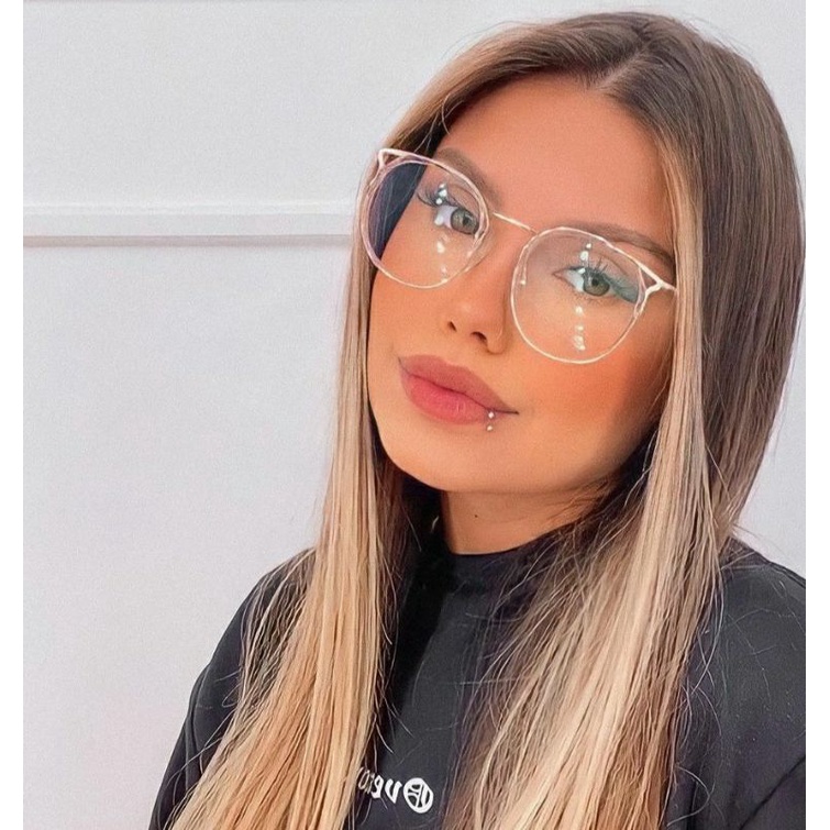 Armação Óculos P/grau Feminino Metal Acetato Redondo