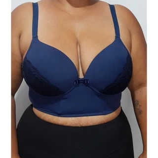 Sutiã Plus Size Sutien de Microfibra Sutian Croped Plus com Renda e Paleta Frontal Ref Carla