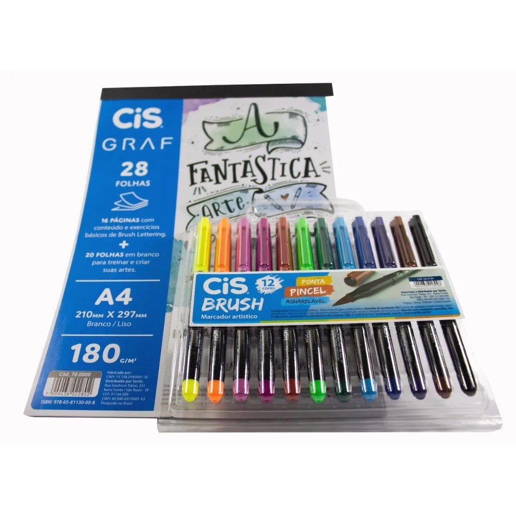 Bloco Livro De Exercícios Para Lettering+cis Brush 12 Cores | Shopee Brasil