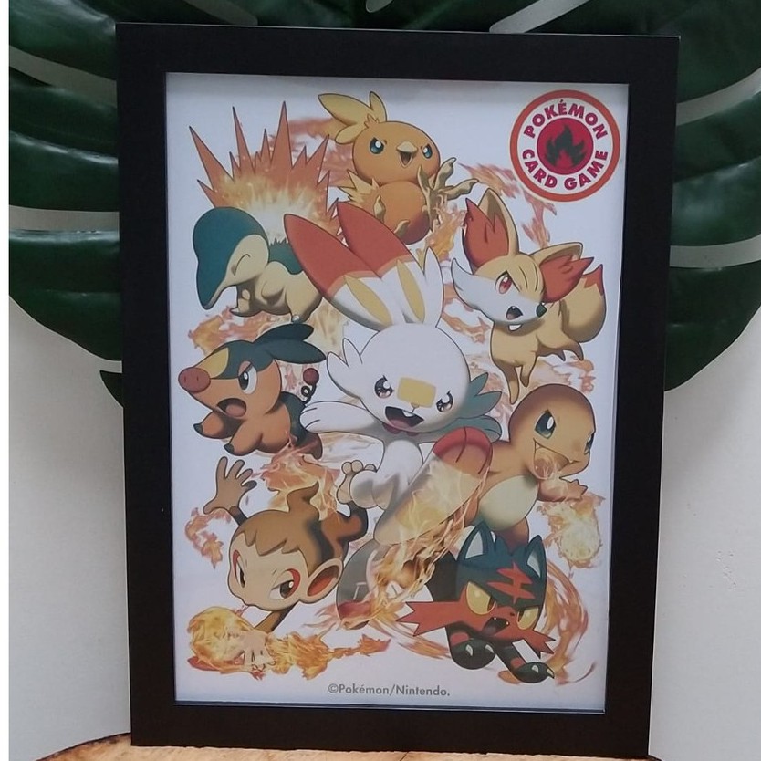 Quadro Decorativo Com Moldura E Vidro Pok mon Starters FogoTorchic 