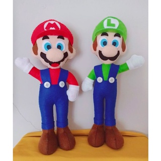 Kit 2 bonecos Super Mário e Luigi de feltro em Oferta na Shopee