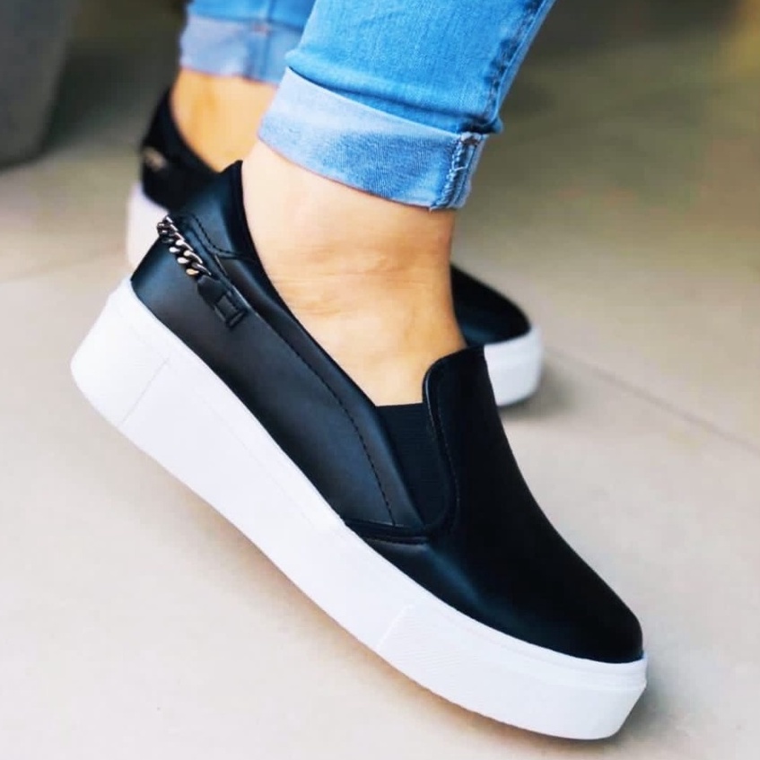 Tênis Slip On Plataforma Feminino Super Leve Confortável