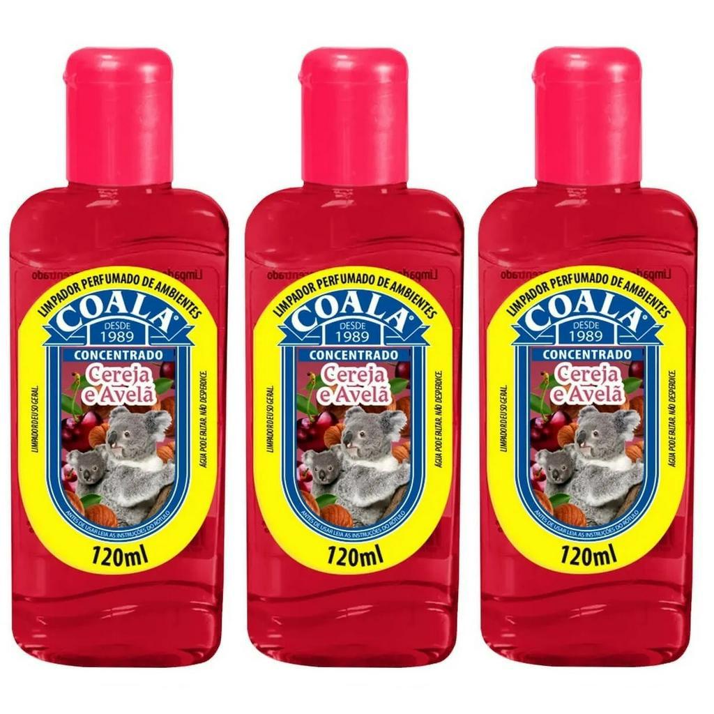 Kit 3 Coala Limpador Perfumado de Ambientes - Cereja e Avelã 120ML ...