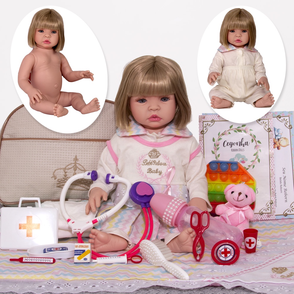 Bebê Reborn de Silicone Boneca Reborn Menina