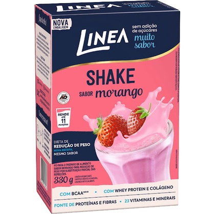 Shake Redutor de peso c/BCAA/WHEY PROTEIN E COLAGENO Sabor Morango Linea 330g/400g