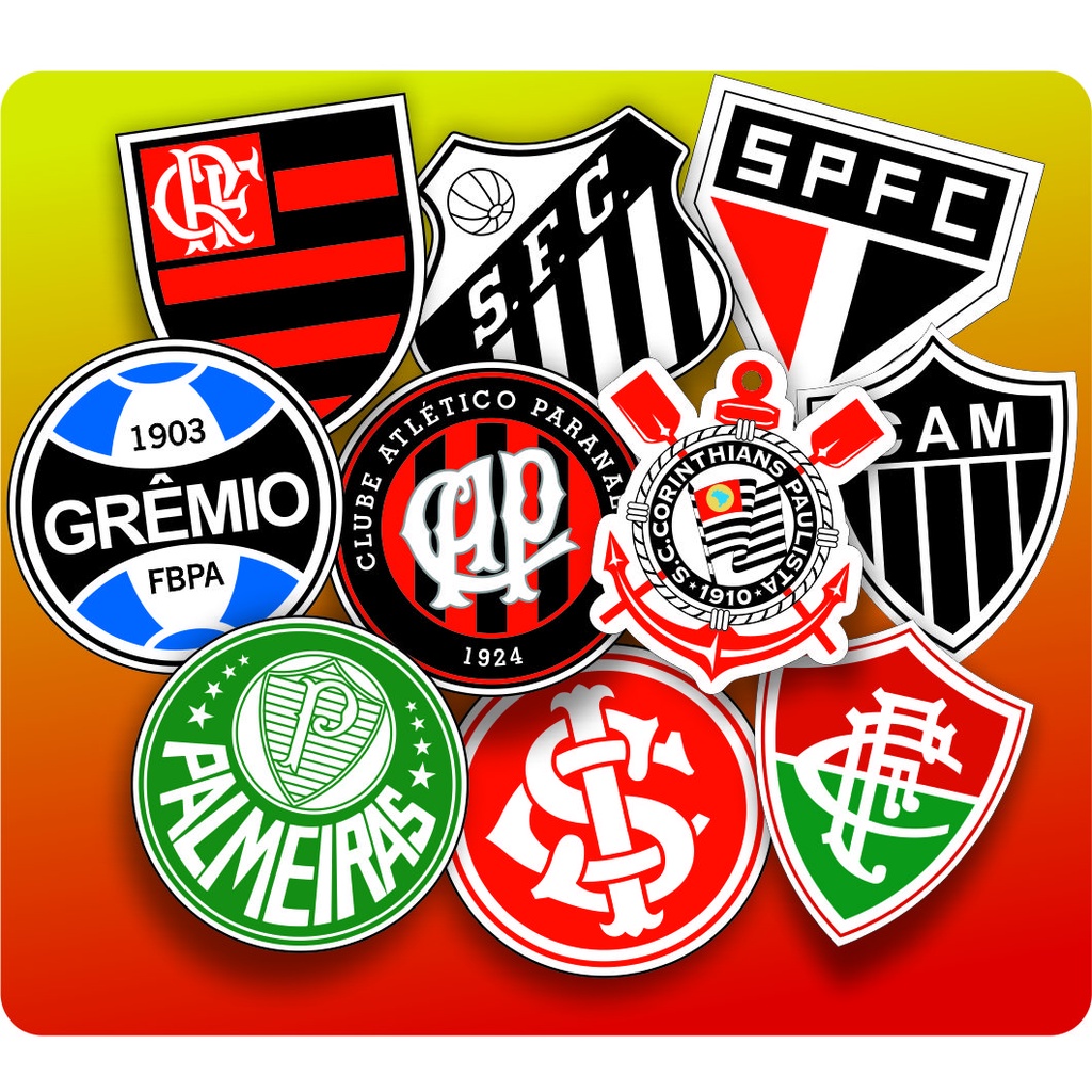 Kit Pack Adesivos Vinil Sticker Times Futebol Brasileiro 10 peças ...