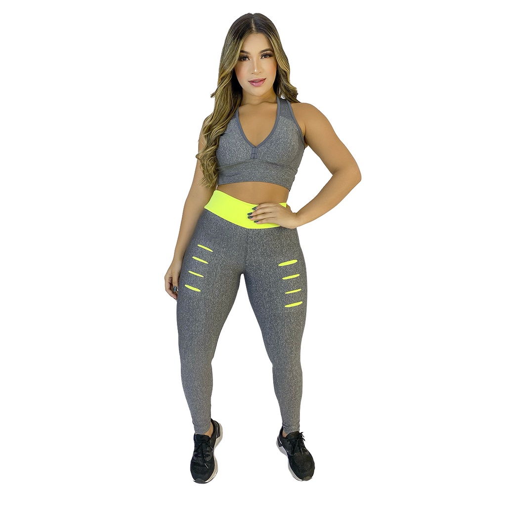 Roupa De Ginastica Feminino Academia 2 Legue + 2 Top + Brinde