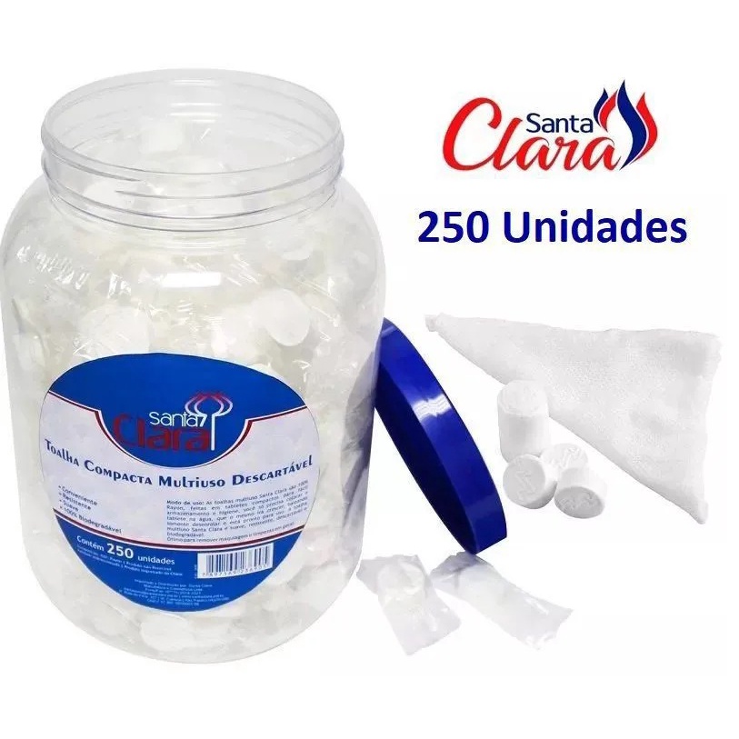 Toalha Desidratada Compacta Descartável 250 Unids - Santa Clara