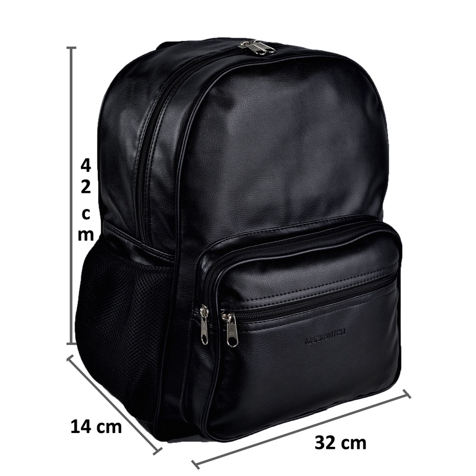 Mochila grande com porta notebook casual e em couro sintético unissex